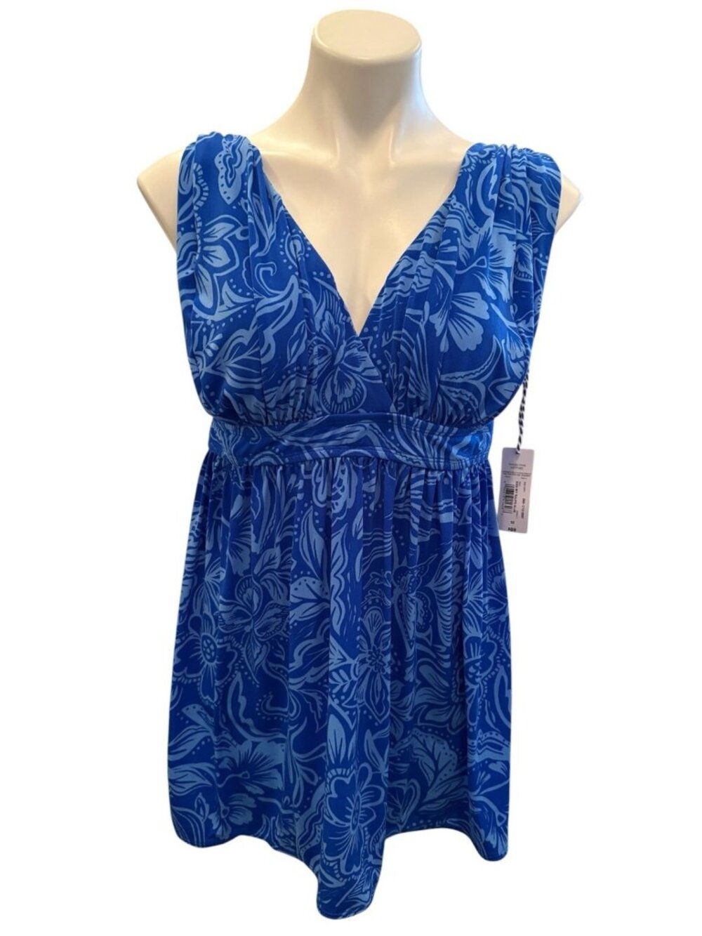 Sonnet Shores Swim Dress Size 10 Medium Swimsuit Tulips Blue One Piece Skirt